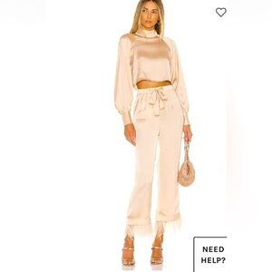 L'Academie Cream Satin Pants